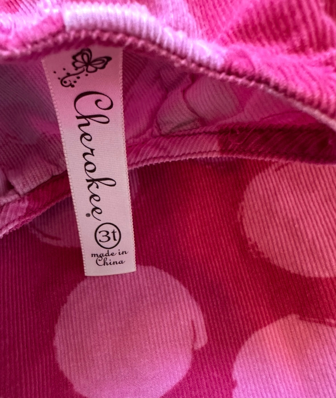 #93 Cherokee Corduroy Pink Polka Dot Dress Girls 3T