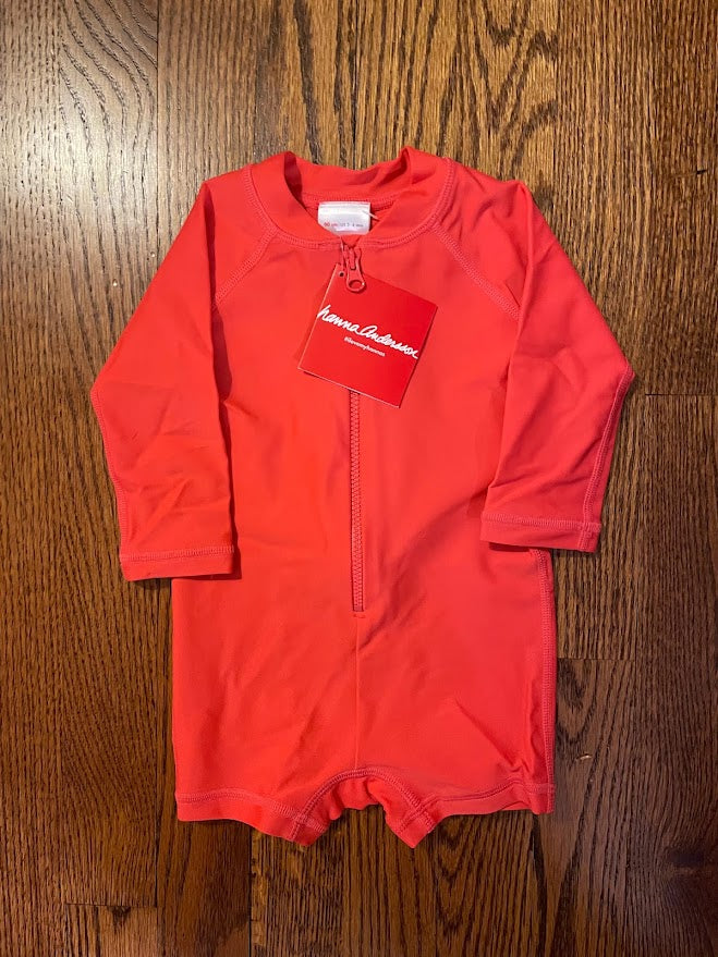 Hanna Andersson size 3-6 months red rash guard swimsuit NWT