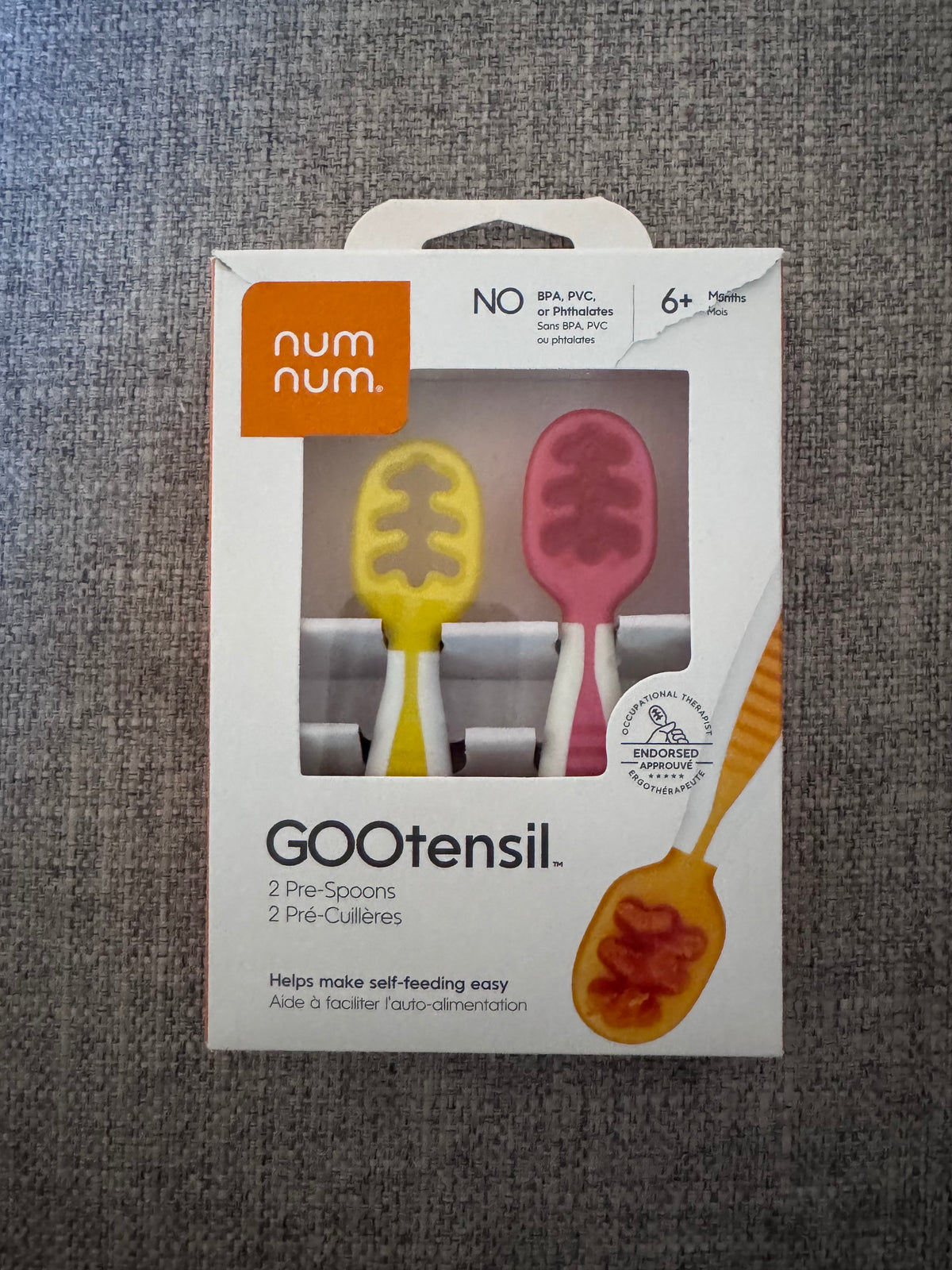 #108 NumNum Baby Spoons Self Feeding 6 Months, 2-Pack Red/Yellow