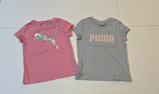 #180 Girls 3/4 Puma T-shirt Set - Pink and gray