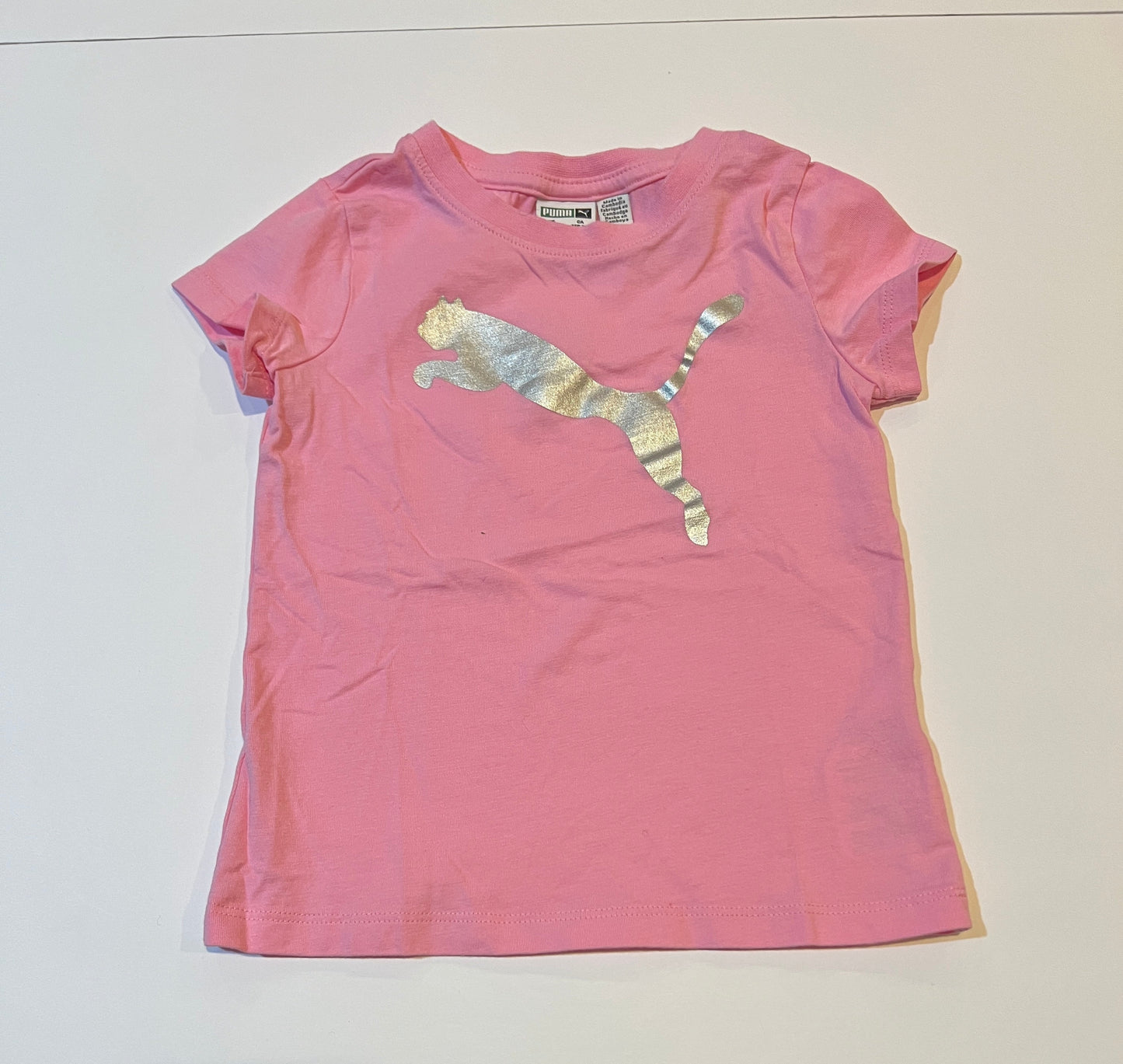 #180 Girls 3/4 Puma T-shirt Set - Pink and gray