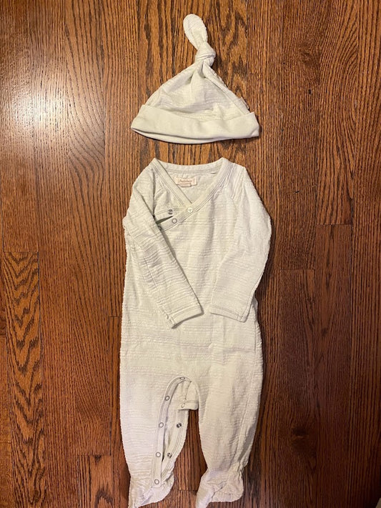 Burts Bees baby girl size 3-6 month sage green sleeper with hat