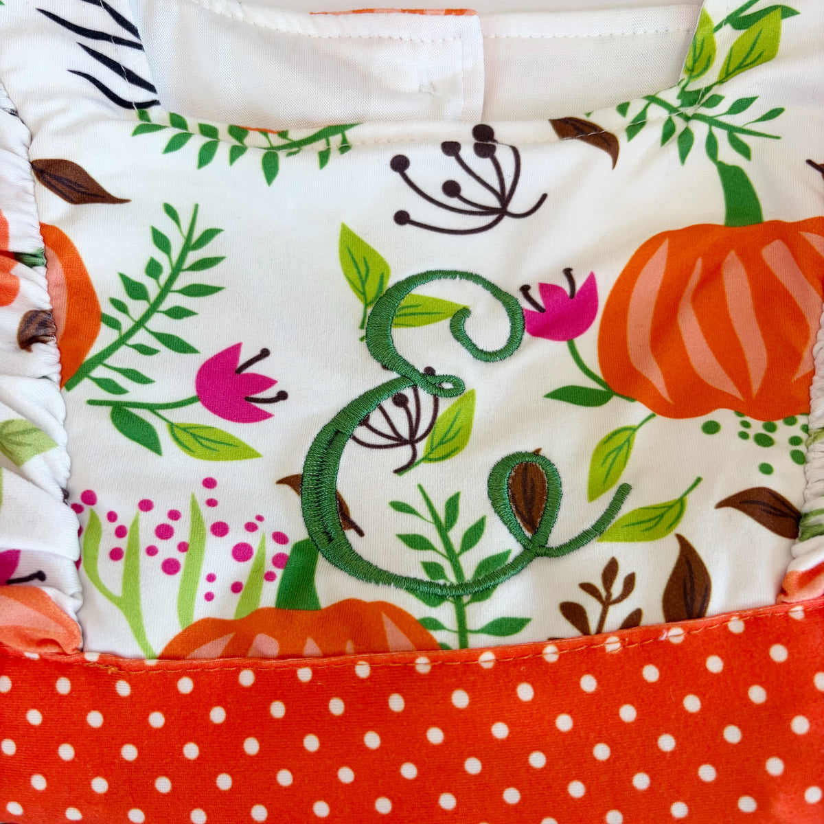 #96 | Size 4 | Boutique Girls Embroidered "E" Bamboo Pumpkin Dress