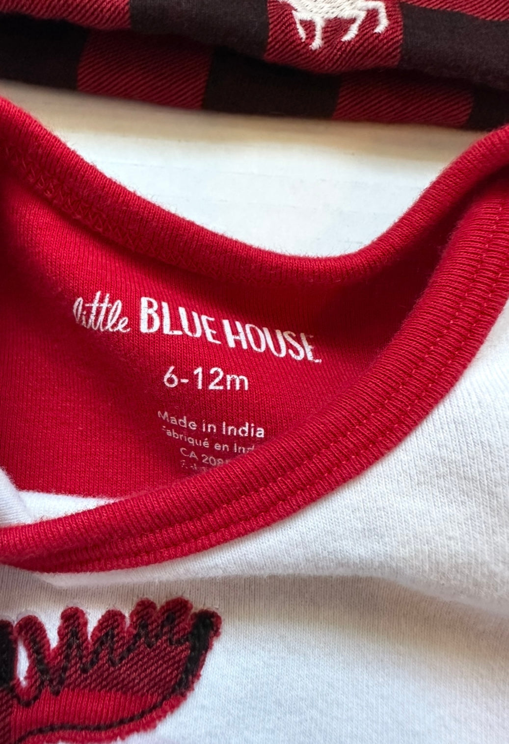 #93 Little Blue House Plaid Moose Onesie & Hat Gender Neutral 6-12M