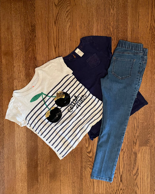#57 Girls t-shirt/jeans bundle, size 7