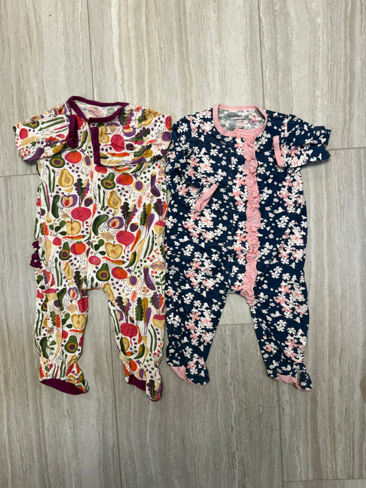 #110 Magnetic Me Set of 2 Ruffle Modal Footsie Coverall Size 3-6 mo.