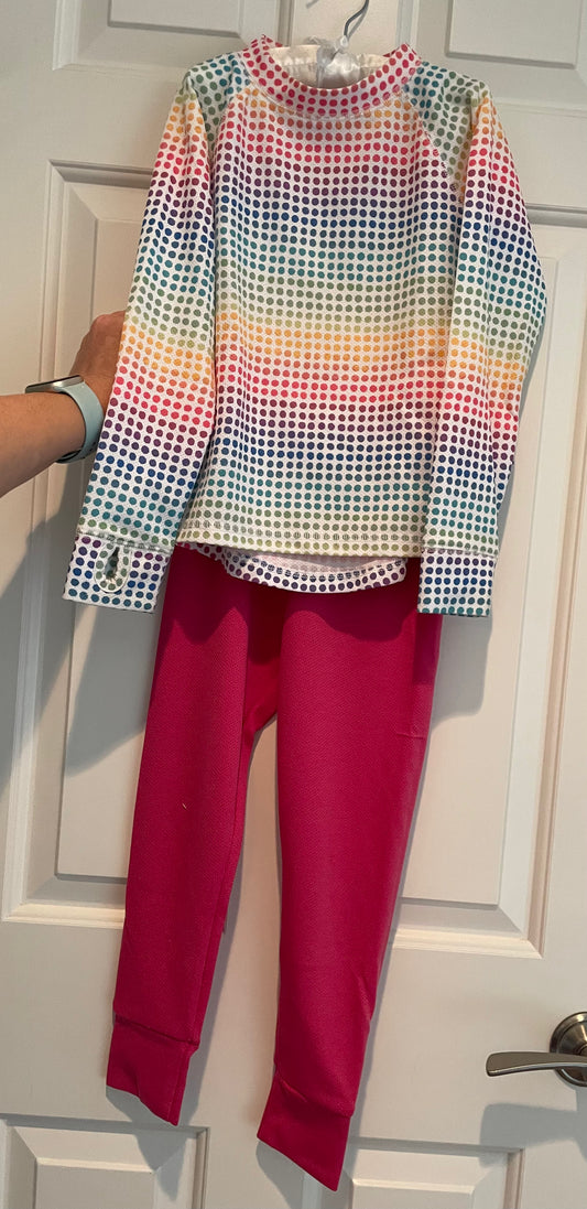 #57 L.L. Bean Girls long underwear, multi color, size 5-6
