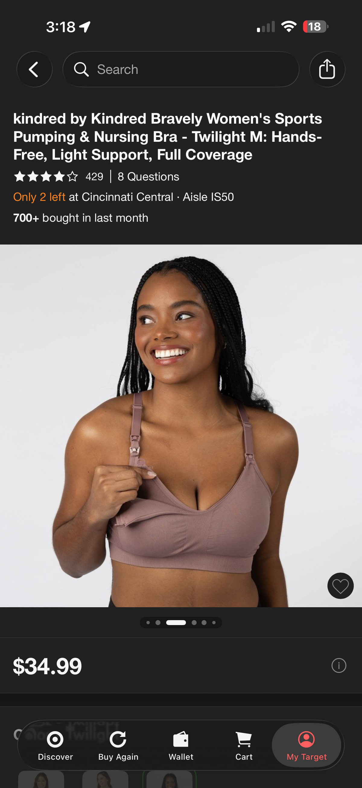 #110 Kindred Bravely Nursing & Pumping Bras Set of 3 Bundle Size M
