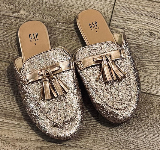 #15 Gap Size 1Y Gold Glitter Mules (sister match in 5c)