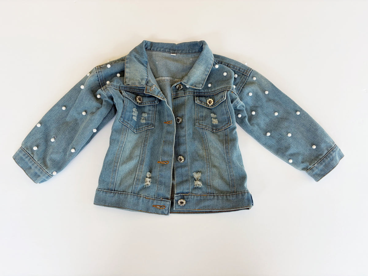 #96 | Girls Ballerina Pearl Denim Jacket