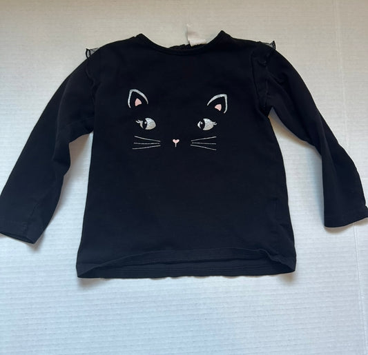 #93 H&M Black Cat Top Girls 18M
