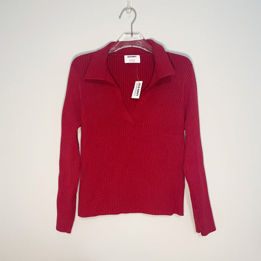 #118 | Size L | Old Navy Women's Red Ribbed Knit Collared Shirt