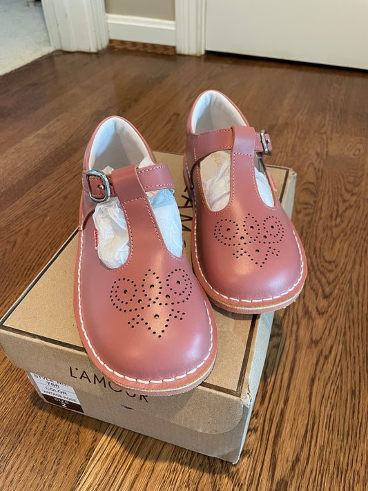 #57 L'Amour Girls Mary Jane shoes, dusty pink, size 2, NWOT