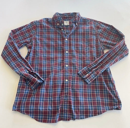 #96 | Lands’ End Boy’s Button Down Shirt Red/Blue Plaid Size XL 18H-20H
