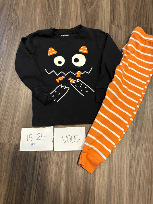 #138 - 18-24 Mo - VGUC Carters - Halloween Candy Eating Monster PJs - PU 45236