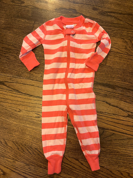 #67 Hanna Andersson Coral Striped Pajamas 3/6