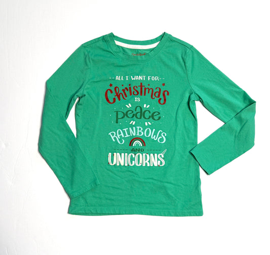 Seller 89 Girls Cat and Jack 6/6X All I Want for Christmas Long Sleeve Tee EUC