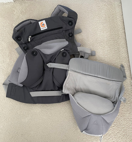 #57 Ergo Baby 360 Carrier with infant insert, charcoal and light grey