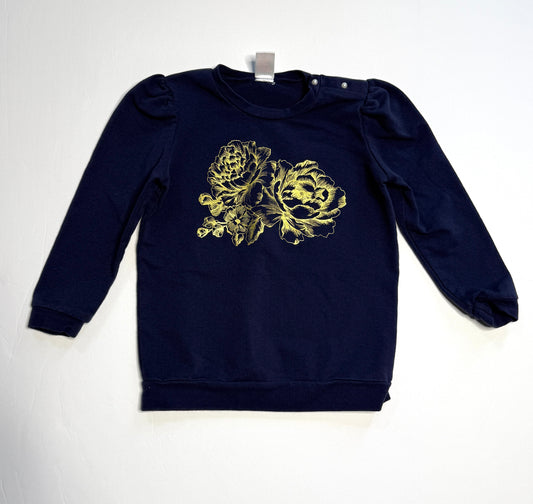 Seller 89 Girls Pink Elephant 6X Navy with Gold Roses Top VGUC