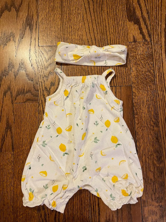Sterling Baby size 3 month lemon romper with headband