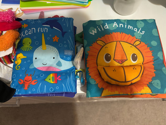 #138 - 2 Soft Books (Ocean Fun + Wild Animals)