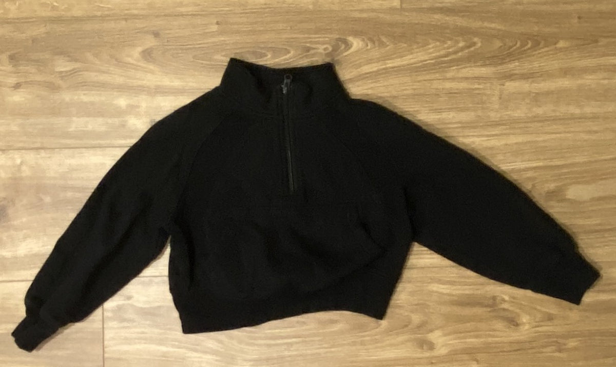 Seller #100 Girls Size S 6/7 Gap Cropped Black 1/4 Zip Pullover with Pockets