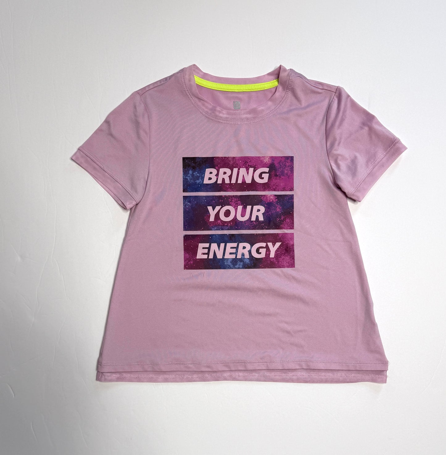 Seller 89 Girls Size Small 'Bring Your Energy' Athletic Top EUC