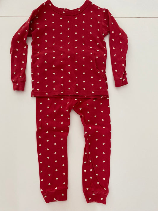 #84B-Gap red heart pajamas, Girls 3T, VGUC