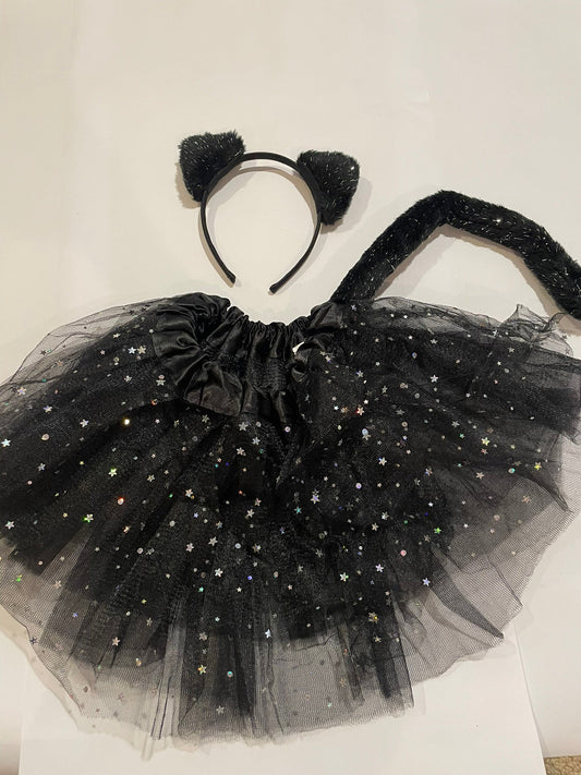 #126 Cat & Jack Cat Ears & Sparkle Skirt w/ Tail GUC 2-4