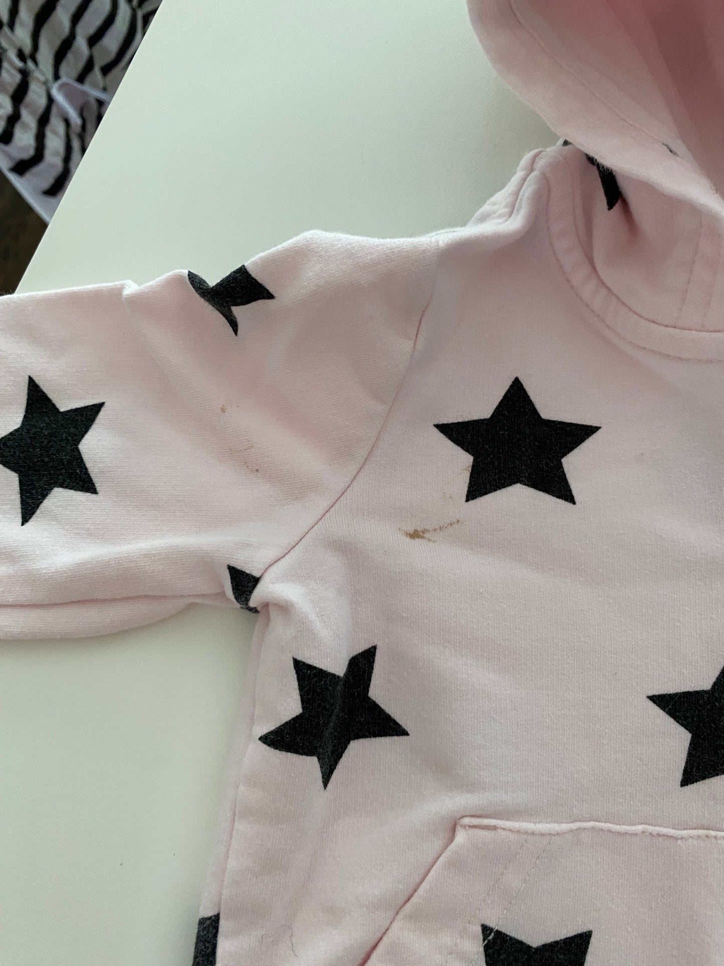 #84B-Primary pink star and Disney Minnie Mouse zip up hoodies, Girls 12-18M, GUC