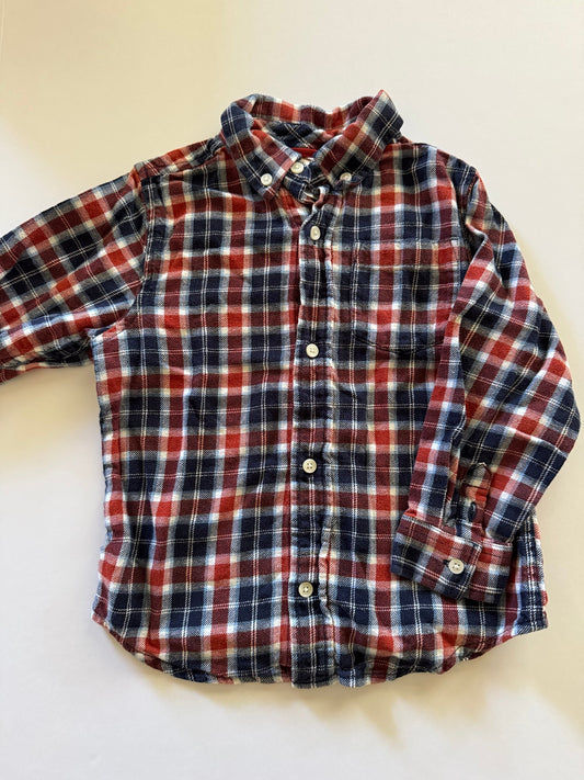 REDUCED # 92 boys Gymboree 3 t red navy plaid button up long shirt