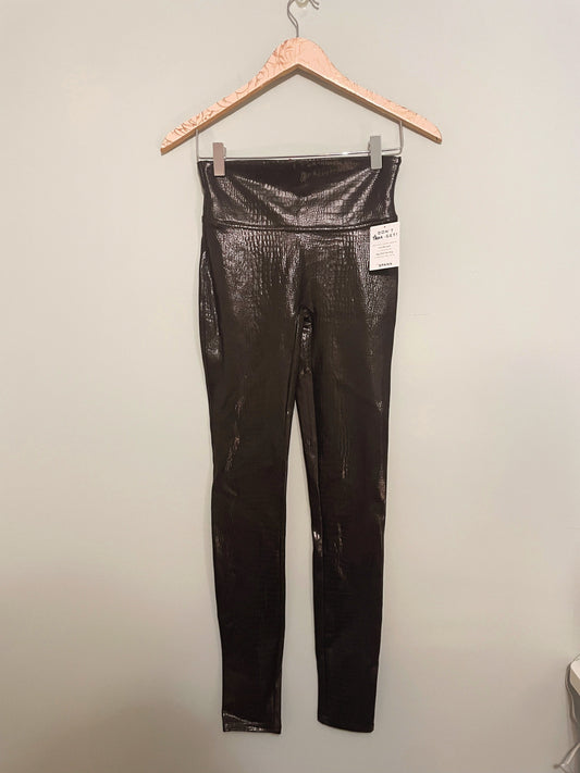 #118 | Size S | Spanx Women's Brown Crocodile Print Faux Leather Leggings