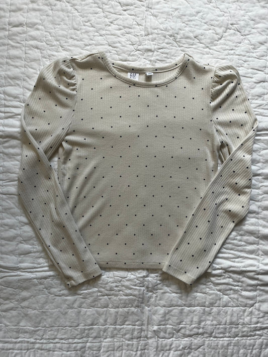Seller #165 Girls Gap Kids Ivory and Navy Polka Dot Shirt Size XL (12)