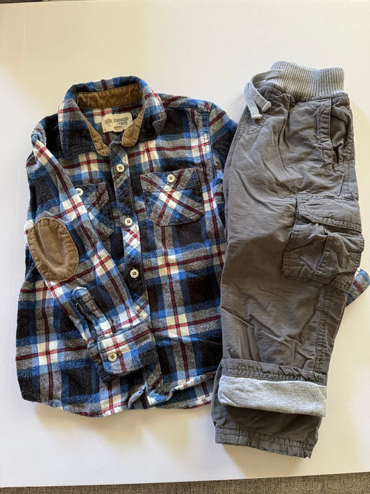 REDUCED # 92 boys 3 t Tucker and Tate lined pants and flannel button up long sleeve