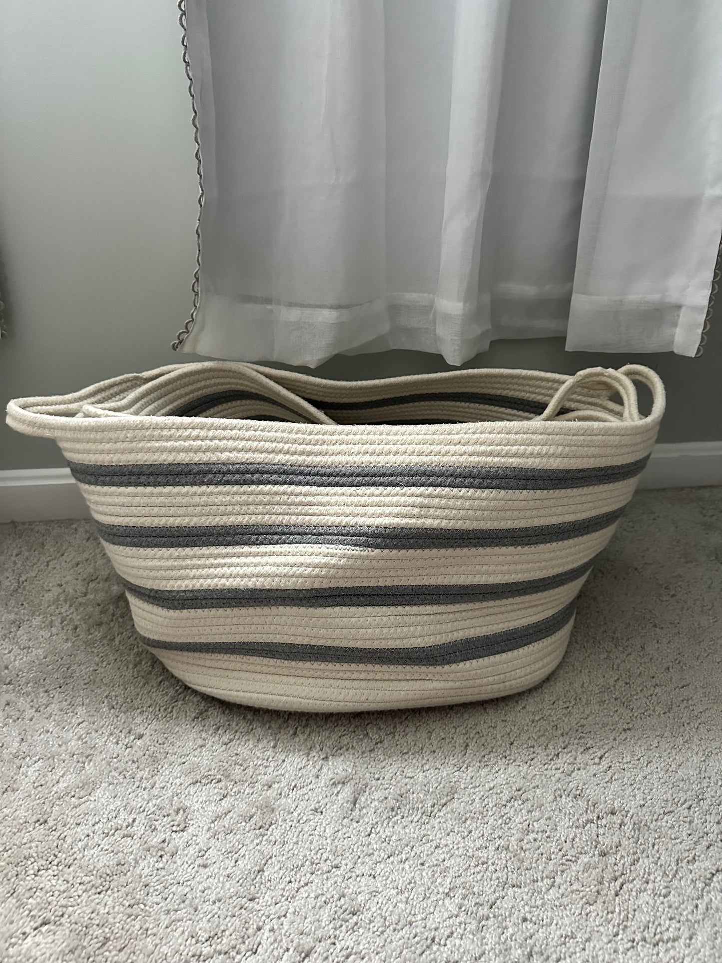 #168 Set of 2 White/Gray Rope Baskets