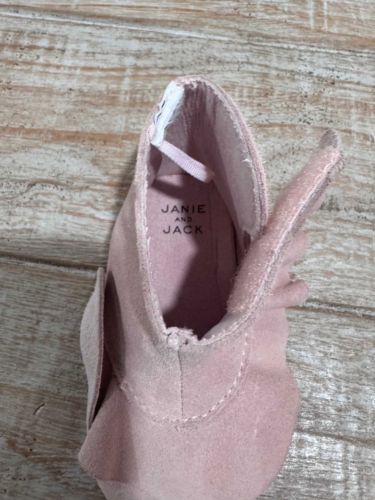 #108 Infant Girl Janie & Jack Pink Suede Booties 3-6M