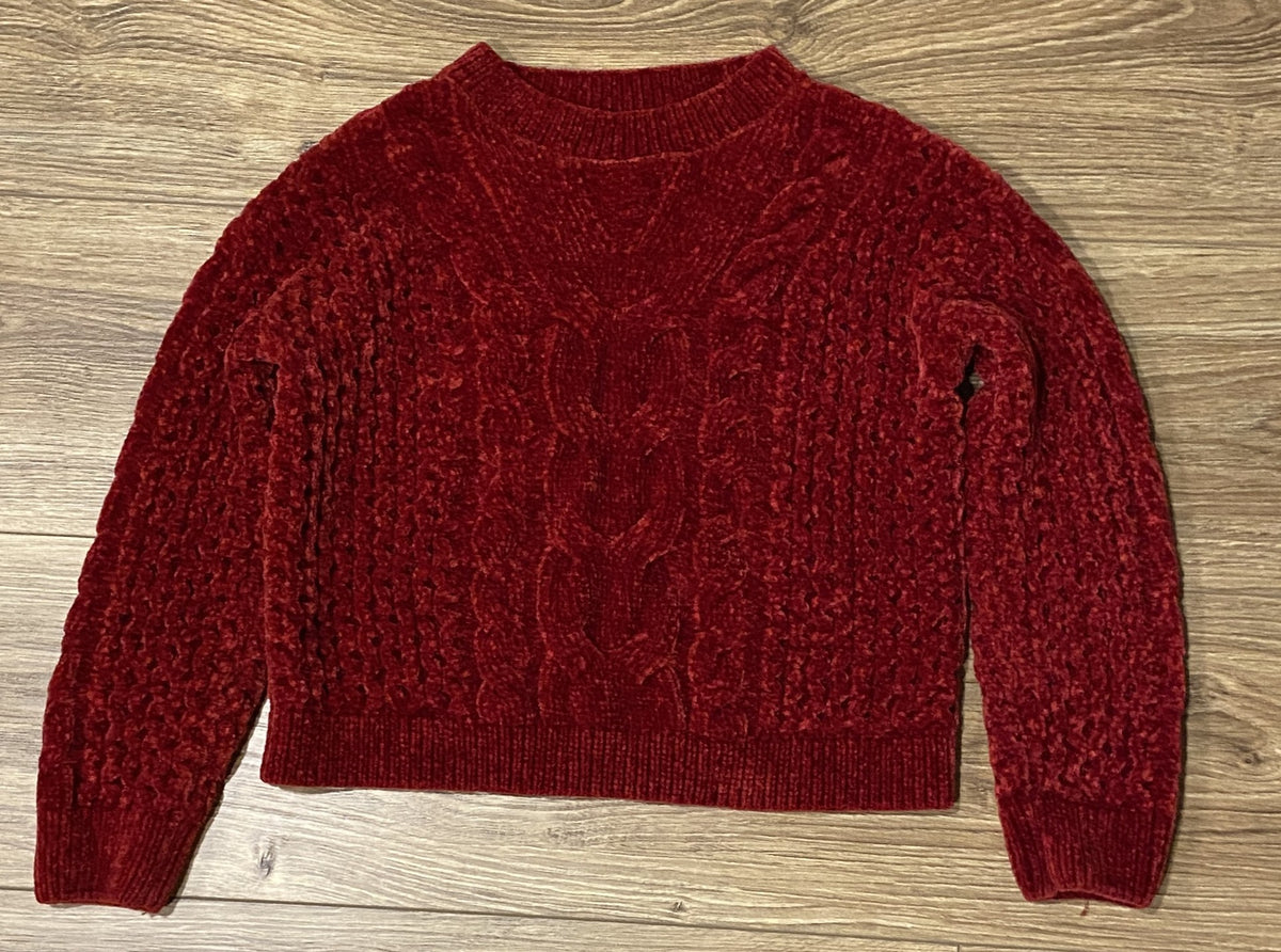 Seller #100 Girls Size 7 So Brand Red Chenille Sweater