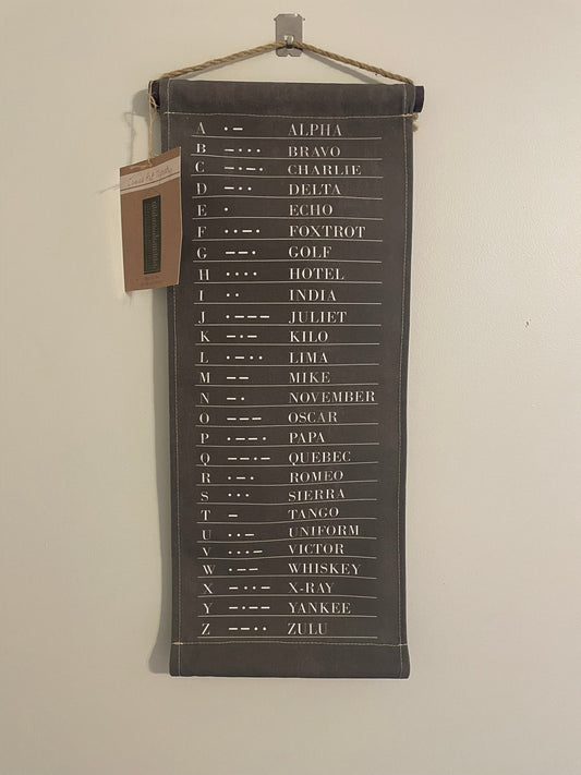 (REDUCED) Seller #12 | Dark Gray and White Phonetic Alphabet Canvas Wall Decor | New With Tags