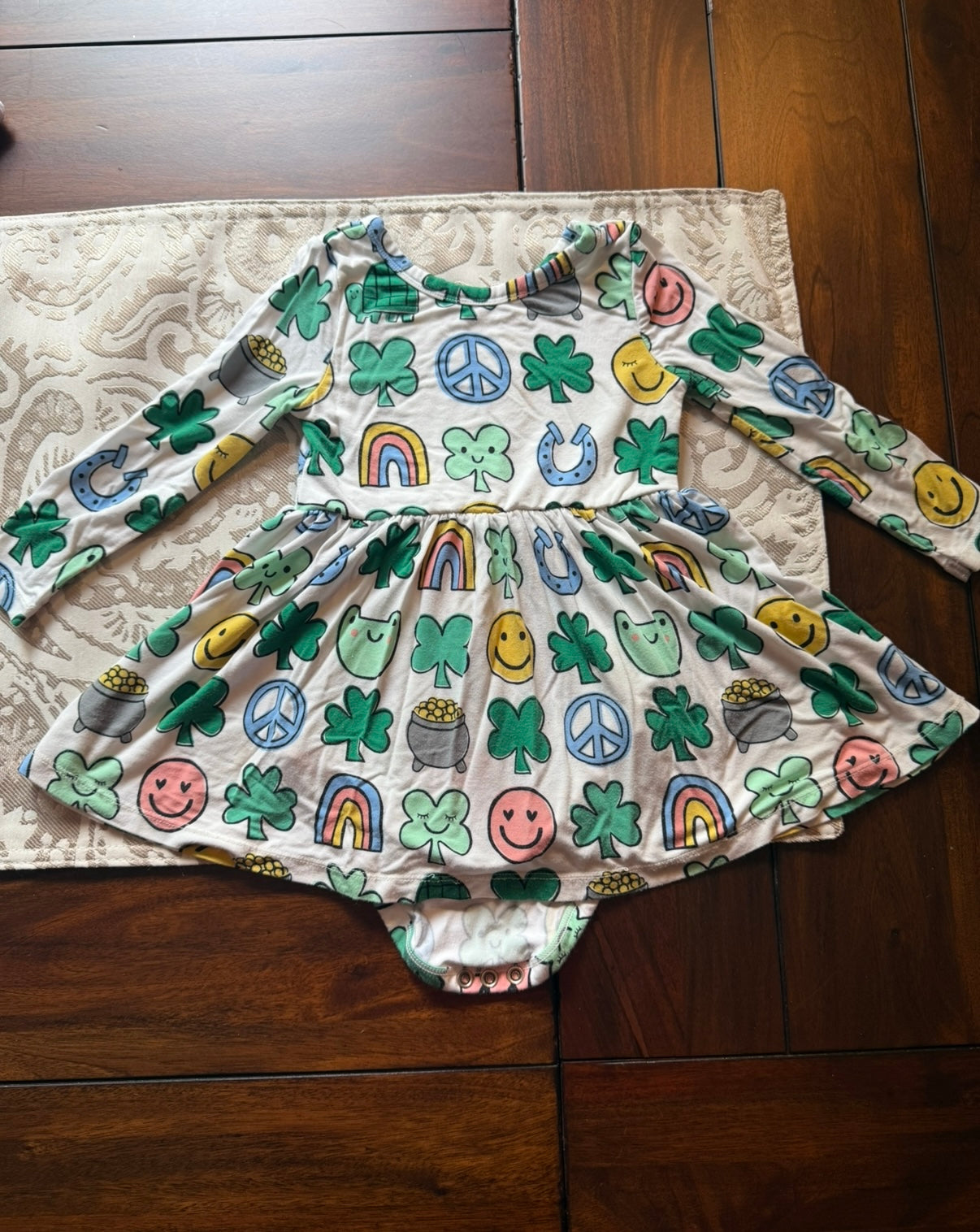 #51 REDUCED Little Sleepies Shamrock Bamboo Twirl Dress 12-18M