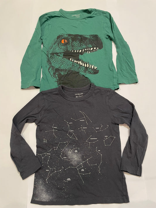 #126 Boys Crewcuts Set of 2 LS Shirts Glow in the Dark XXS (2-3) GUC