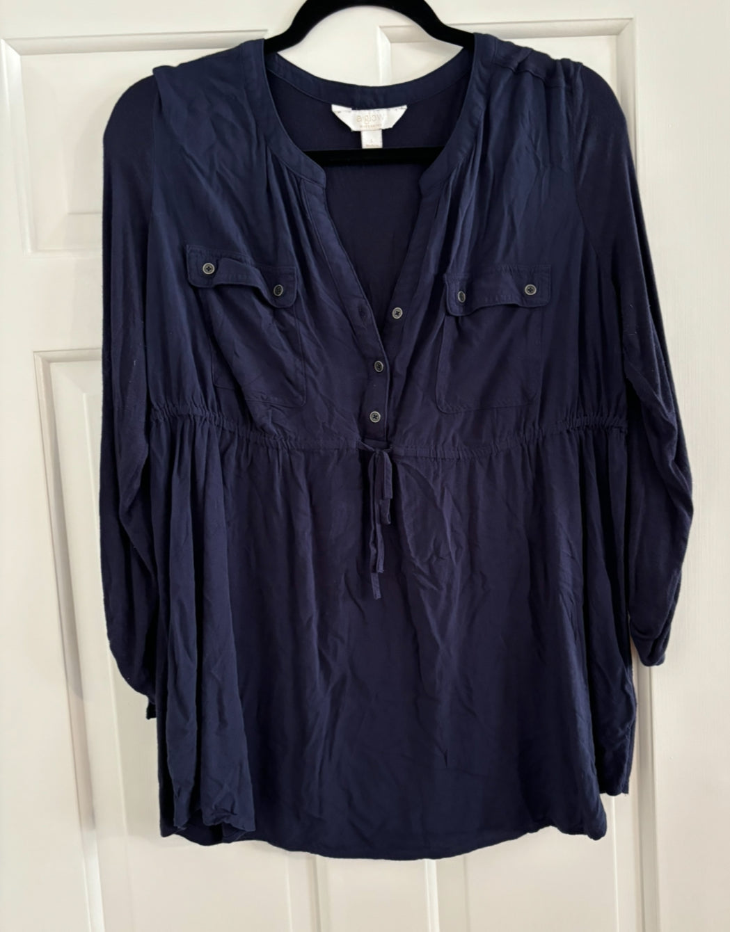 A:Glow Navy Blue Maternity Top Size Large