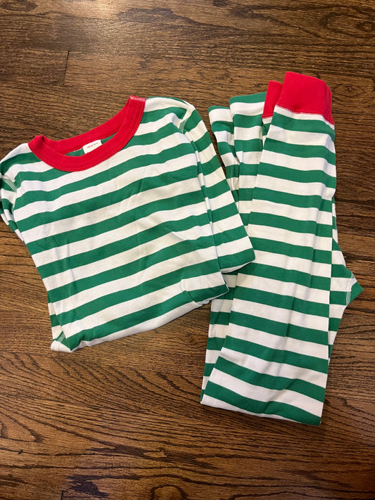 #67 Hanna Andersson Green Stripe Christmas Pajamas 12 (2 of 2)
