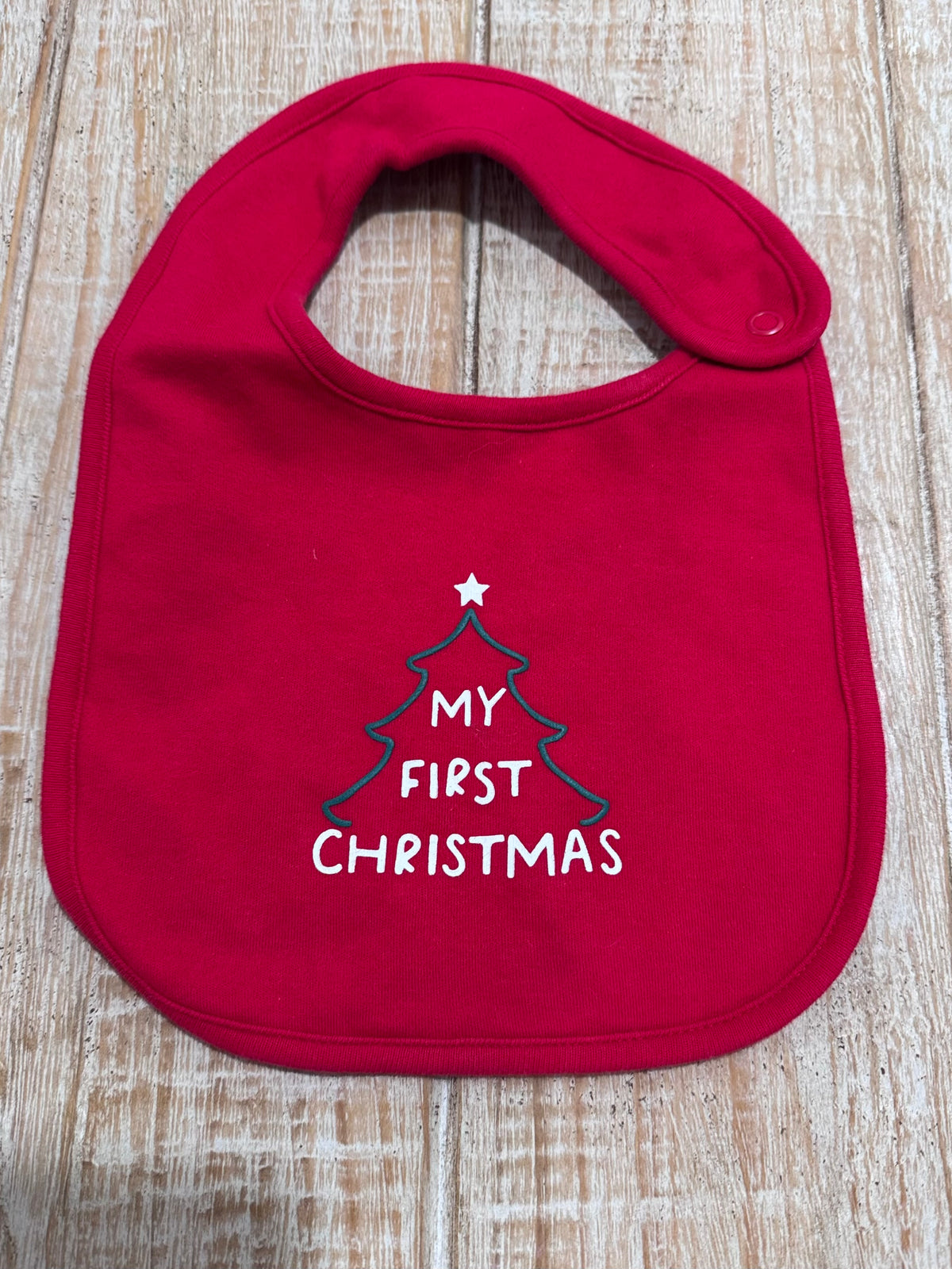 #108 Baby My First Christmas Teething Bib NWOT