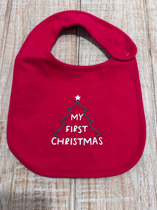 #108 Baby My First Christmas Teething Bib NWOT