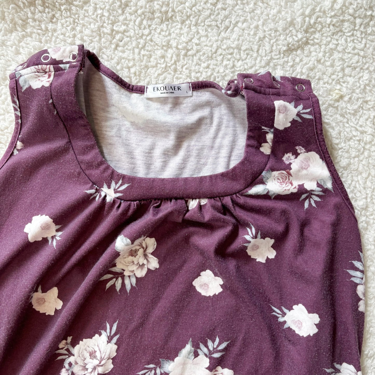 #11 EKOUAER Floral Print Nursing Nightgown Size Large