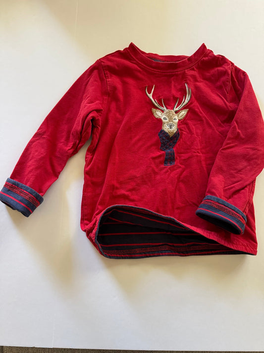REDUCED #92 Boys 4 t janie and jack red holiday rain deer lines long sleeve top