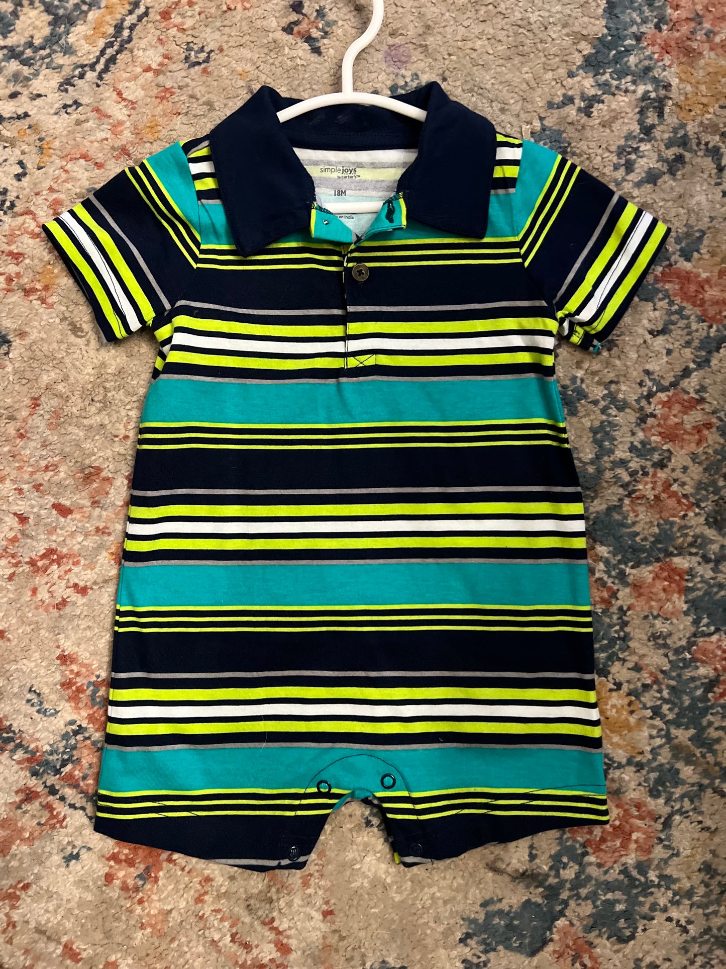 REDUCED Carters Boy Striped Collared Romper ( 18 months)