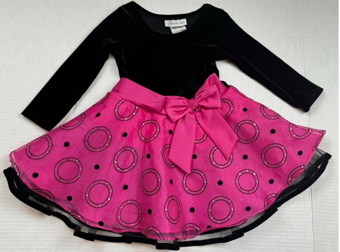 Girls Size 2T Pink & Black Dress EUC