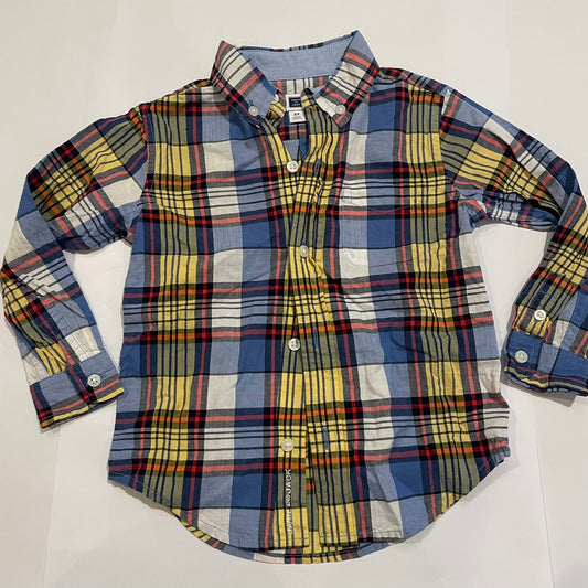#126 Boys Janie & Jack Blue Plaid Button Up 2T EUC