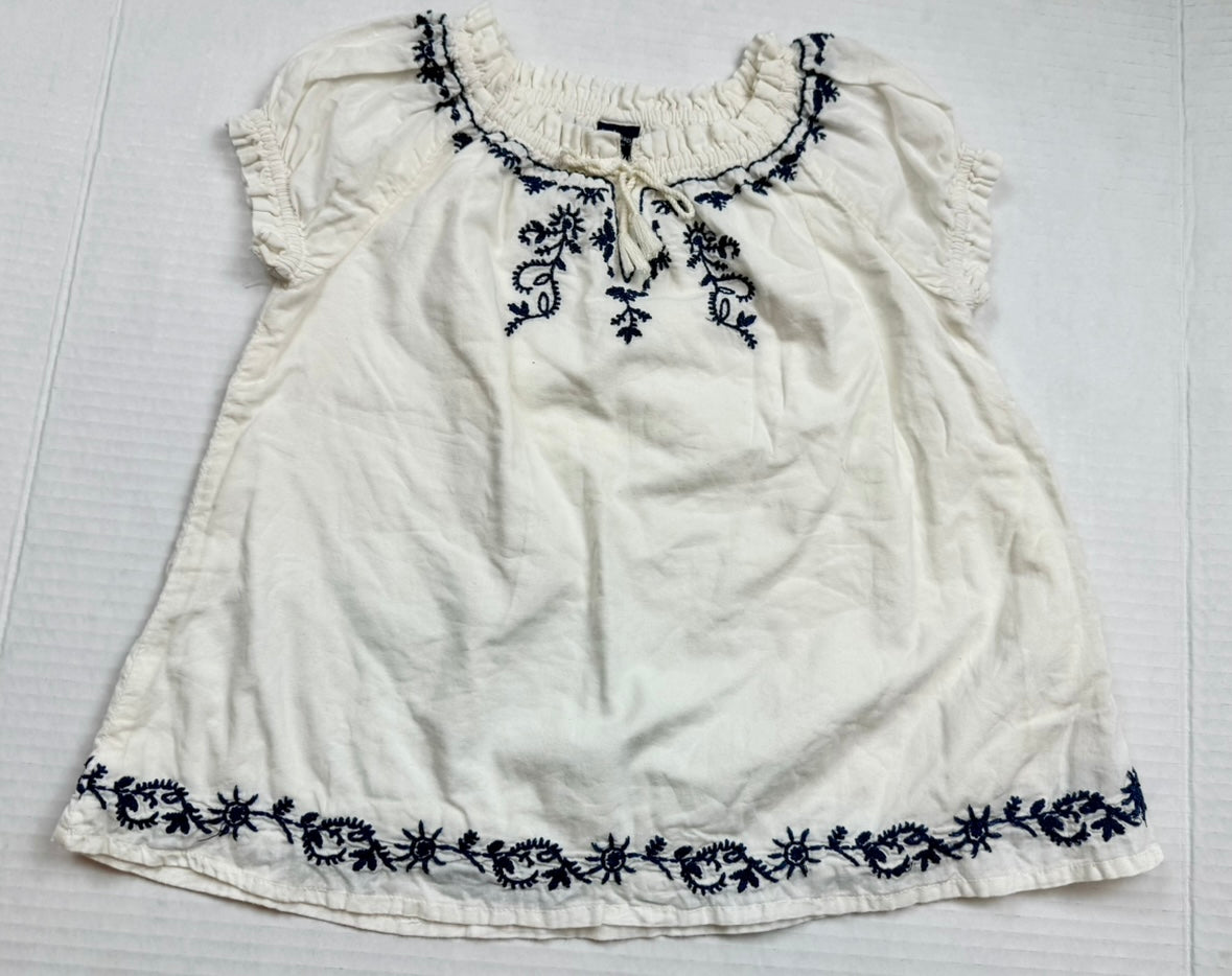 Girls Size 3T Baby Gap Top Tunic White and Blue EUC